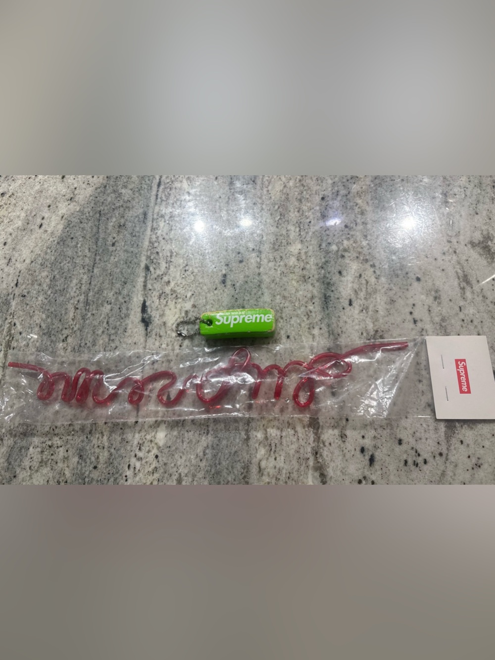 Supreme Accessories Lot: Silly Straw (NWT) + Level Keychain